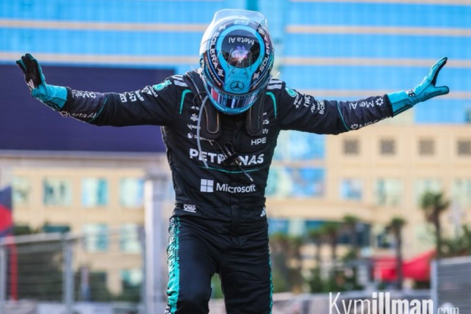 George Russell vence o GP do Azerbaijão 2026 em final tenso contra Verstappen. Veja o resumo e classificação da F1.